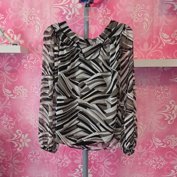 a.n.a Zebra Print Sheer Blouse - Picture 1 of 5